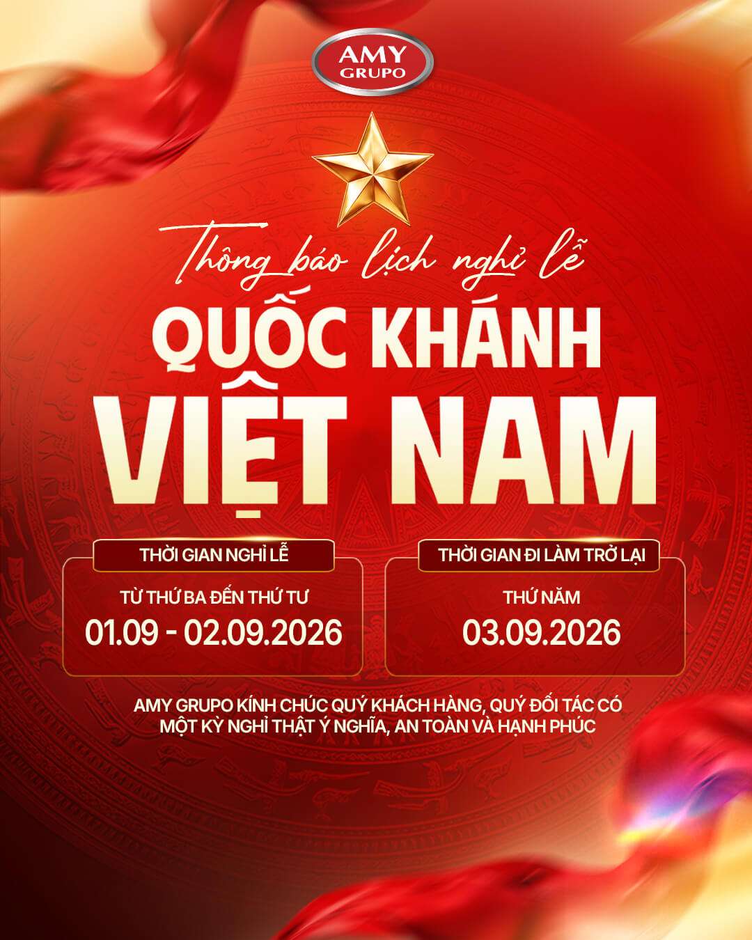 THÔNG BÁO LỊCH NGHỈ LỄ QUỐC KHÁNH 2/9 THÔNG BÁO LỊCH NGHỈ LỄ QUỐC KHÁNH 2/9